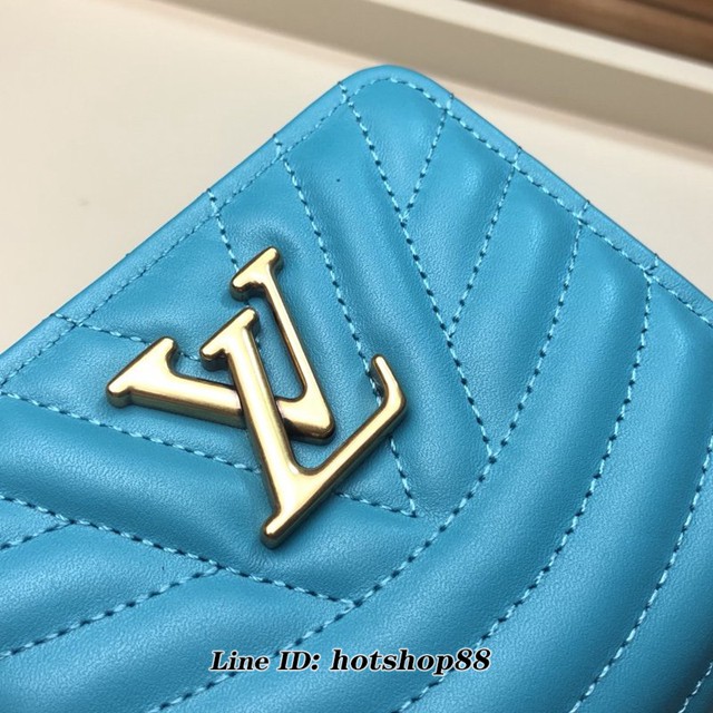 路易威登LV錢包 LV女士拉鏈零錢包 M63789 藍色 Louis Vuitton New Wave拉鏈錢夾 xxlv1465